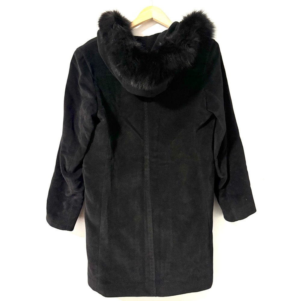 MICHAEL Michael Kors Black Wool Angora Blend Coat Real Fur Collar Women’s 10 - Picture 5 of 13